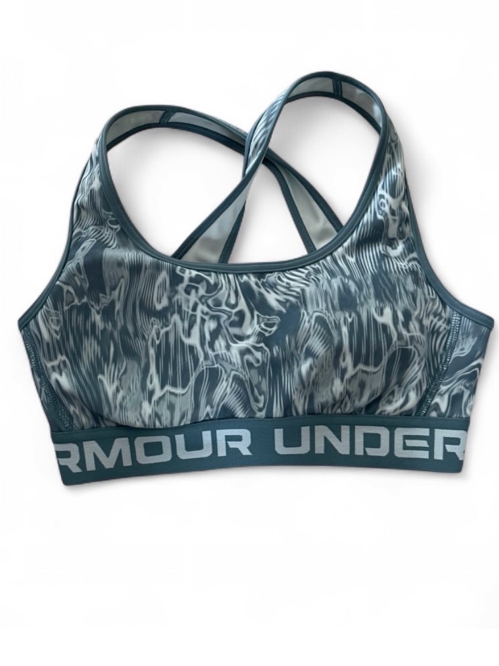 Under Armour Women's Blue marble Patterned Crossback Sports Bra athletic small
